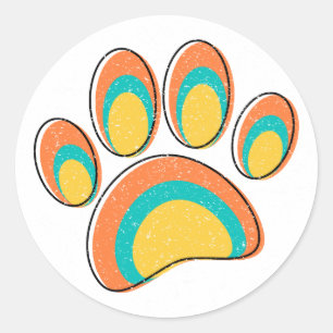 Mid Century Modern Art Dog Paw Prints Custom Classic Round Sticker