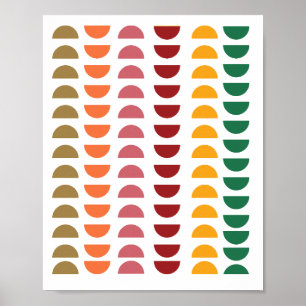 Mid Century Modern Art Geometric Retro 70s Colours Poster