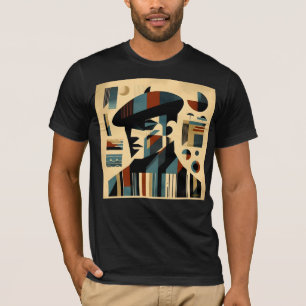 Mid Century Modern Art Man Wearing A Beret T-Shirt
