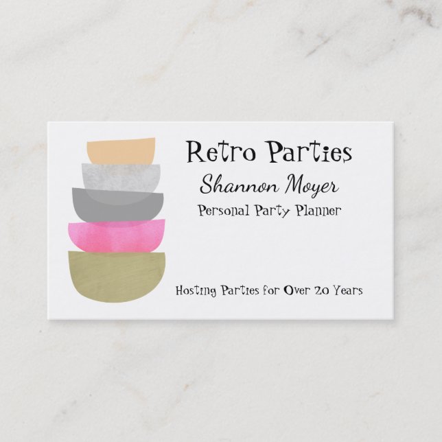 Mid Century Modern Art Pastels Party Event Planner Business Card (Front)