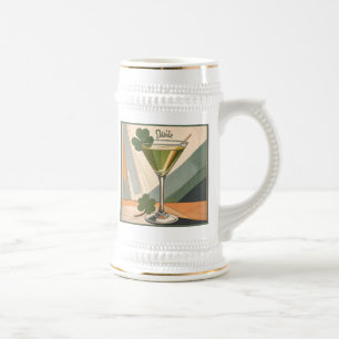 Mid Century Modern Art Shamrock Martini Sláinte!  Beer Stein