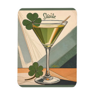 Mid Century Modern Art Shamrock Martini Sláinte!  Magnet