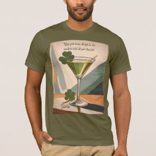 Mid Century Modern Art Shamrock Martini Sláinte!  T-Shirt