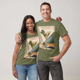 Mid Century Modern Art Shamrock Martini Sláinte! T-Shirt