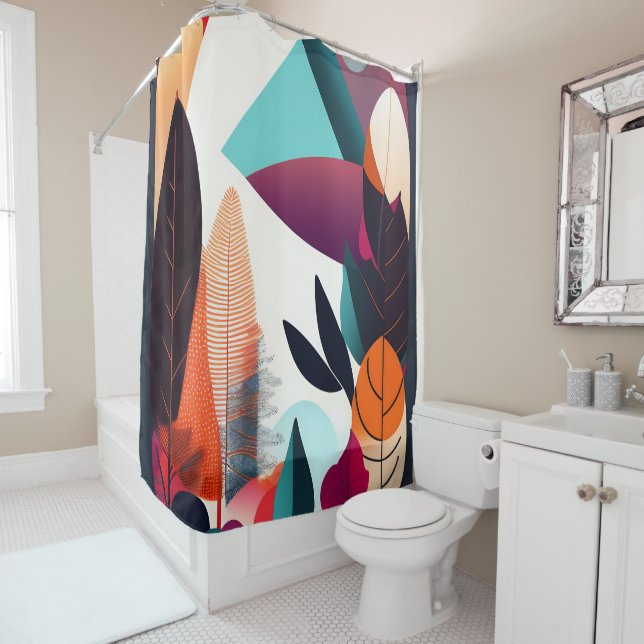 Mid-Century Modern Art Shower Curtain – Elevate Yo (In Situ)