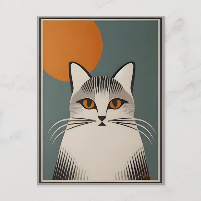 Mid Century Modern Art The Grey Cat Postcard (Front)