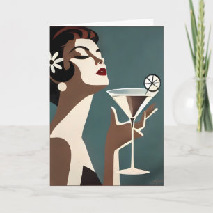 Mid Century Modern Art The Martini DIva Card