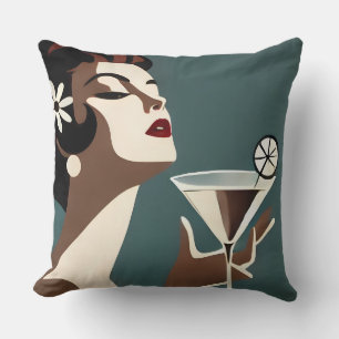 Mid Century Modern Art The Martini DIva Cushion