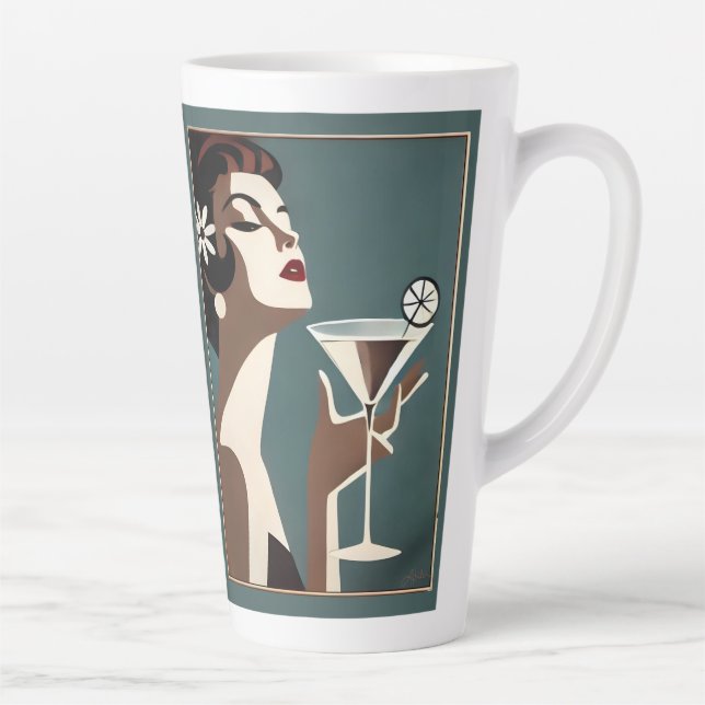 Mid Century Modern Art The Martini DIva Latte Mug (Right)