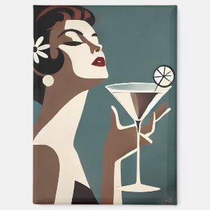Mid Century Modern Art The Martini DIva Magnet