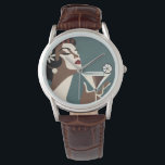 Mid Century Modern Art The Martini DIva Watch<br><div class="desc">Welcome to my Mid Century Fantasy World! Designs in this store are born of growing up in a Mid Century home complete with Martini loving parents.  Break out the cocktails.  Merging fact with fantasy within Mid Century Modern,  Jazz,  Retro Futuristic,  Atomic and Space Age Designs.</div>