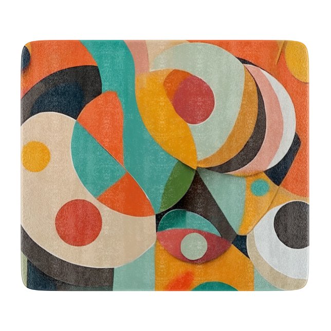 Mid Century Modern Art, Various Colours, Geometric Cutting Board (Front)