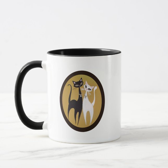 Mid Century Modern Art with cats Mug (Left)