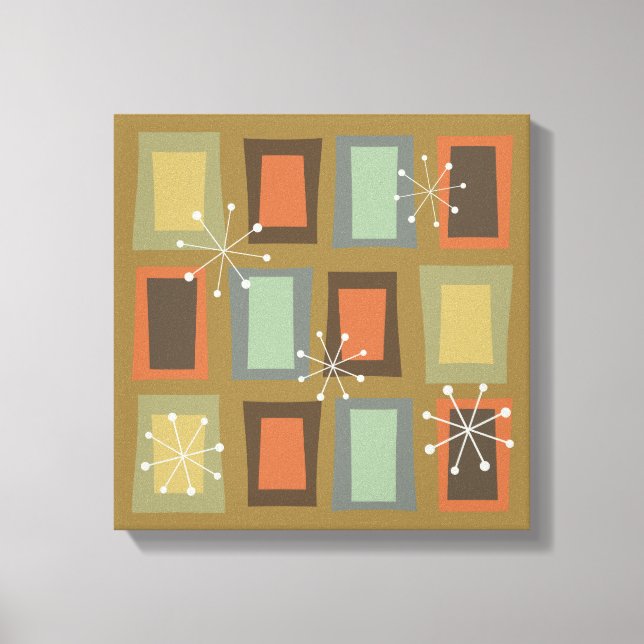 Mid Century Modern Art 'Wonky Doors' Canvas Print (Front)