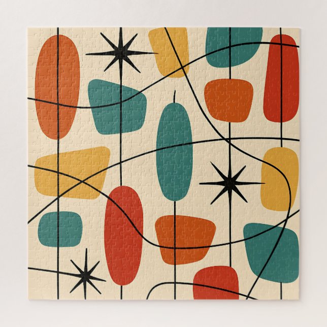 Mid Century Modern Atomic Abstract Jigsaw Puzzle (Vertical)