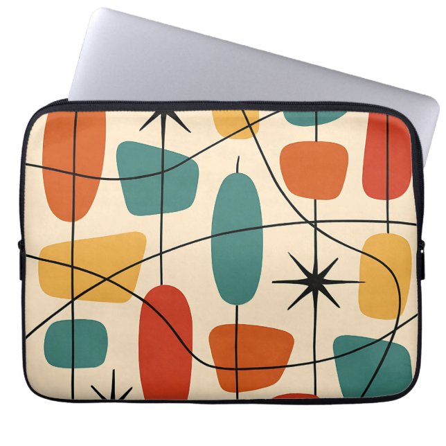 Mid Century Modern Atomic Abstract Laptop Sleeve (Front)