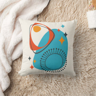 Mid Century Modern Atomic Age 14 Blue, Red, Orange Cushion