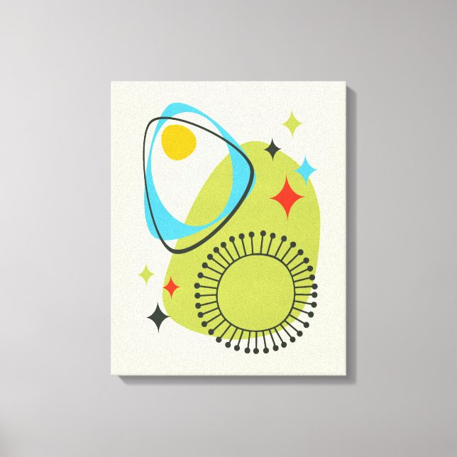 Mid Century Modern Atomic Age 14 Green, Blue Canvas Print (Front)
