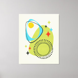 Mid Century Modern Atomic Age 14 Green, Blue Canvas Print