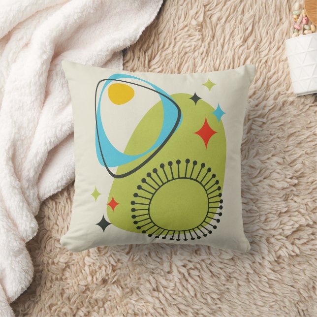 Mid Century Modern Atomic Age 14 Green, Blue Cushion (Blanket)