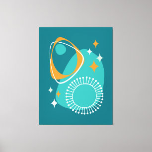 Mid Century Modern Atomic Age 14 Teal Aqua Orange Canvas Print