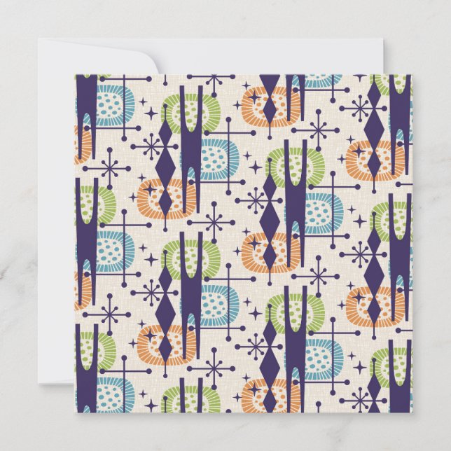 Mid Century Modern Atomic Age Abstract Pattern Invitation (Front)