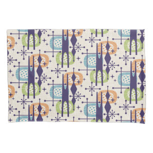 Mid Century Modern Atomic Age Abstract Pattern Pillowcase