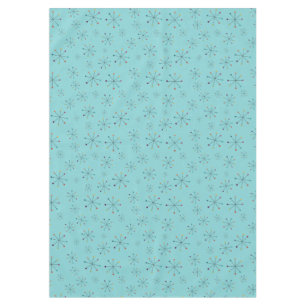 Mid-Century Modern Atomic Age Aqua Blue Pattern Tablecloth