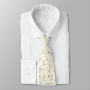 Mid-Century Modern Atomic Age Cream Pattern Tie