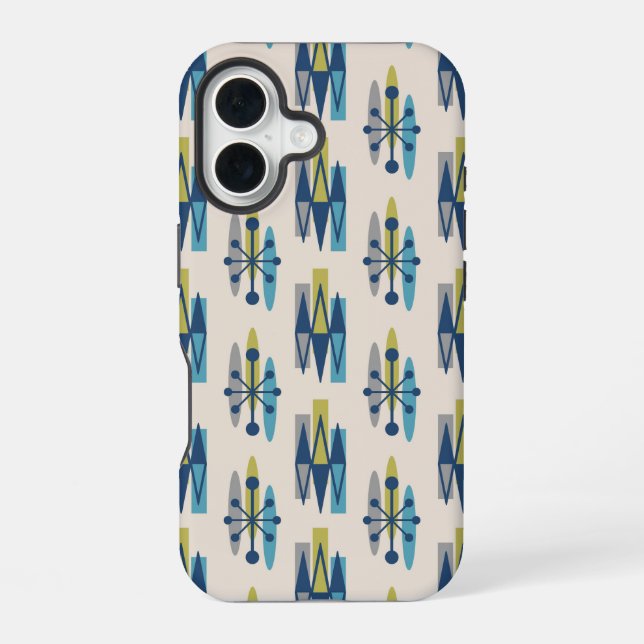 Mid Century Modern Atomic Age Pattern iPhone 16 Case (Back)