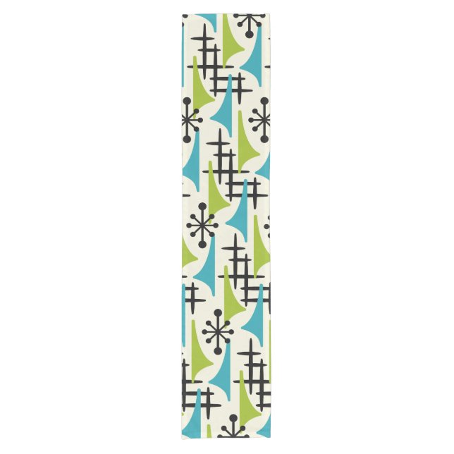 Mid-Century Modern Atomic Age Pattern Short Table Runner (Front)