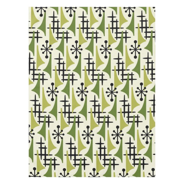 Mid Century Modern Atomic Age Pattern Tablecloth (Front)