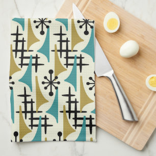Mid Century Modern Atomic Age Pattern Tea Towel
