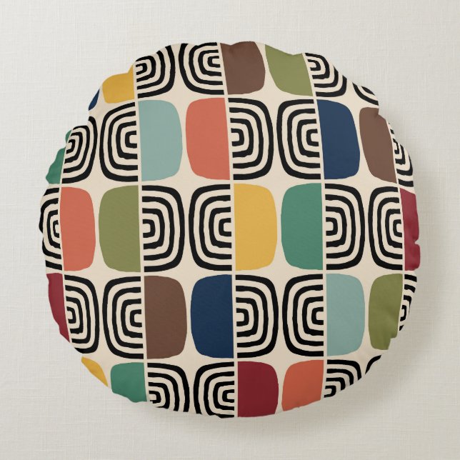 Mid Century Modern Atomic Age Round Cushion (Front)