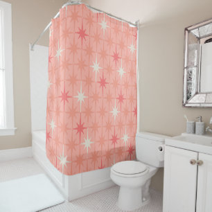 Mid Century Modern Atomic Age Starburst Stars 50s Shower Curtain