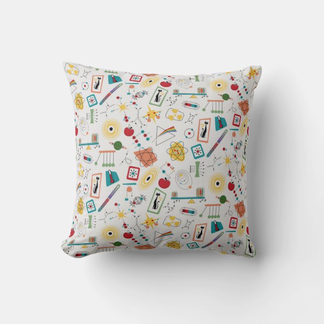 Mid Century Modern Atomic Age STEM Physics Scatter Cushion (Front)