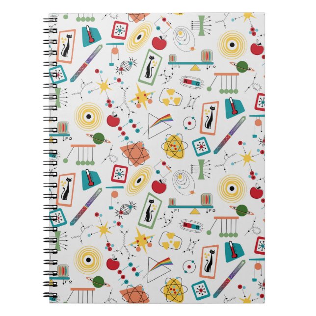 Mid Century Modern Atomic Age STEM Physics Scatter Notebook (Front)
