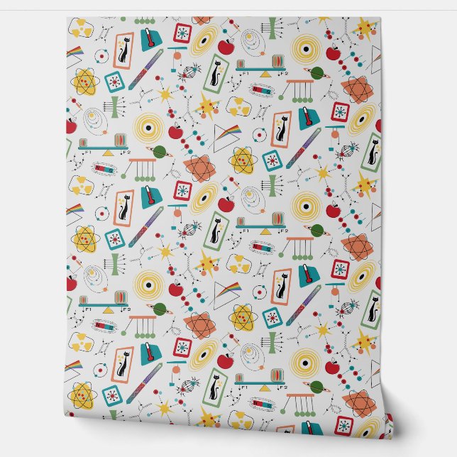 Mid Century Modern Atomic Age STEM Physics Scatter Wallpaper (Unrolling)