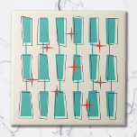 Mid Century Modern Atomic Blocks Teal, Cream, Red Tile<br><div class="desc">Atomic Age Mid Century Modern design. Fun and bold design with funky and colourful blocks,  and stars. Perfect for retro and vintage style lovers.</div>