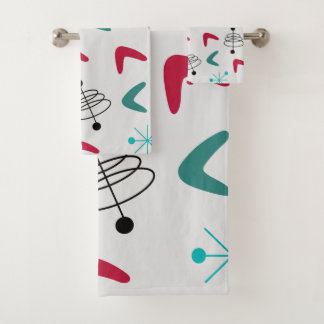 Mid-Century Modern Atomic Boomerangs Bath Towel Set