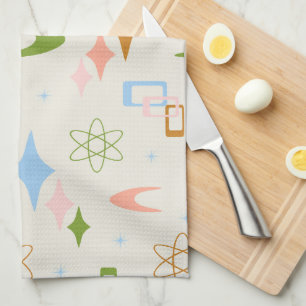 Mid Century Modern Atomic Boomerangs Tea Towel
