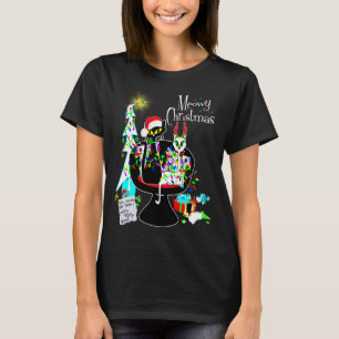 Mid Century Modern Atomic Cat Meowy Christmas T-Shirt