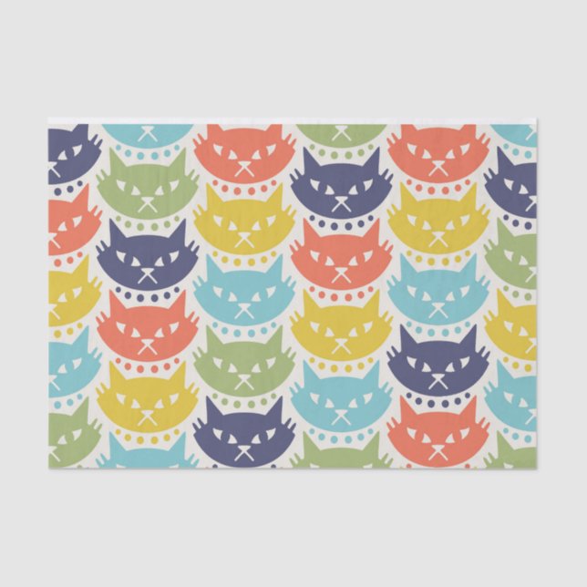 Mid Century Modern Atomic Cat Pattern Tissue Paper (Front)