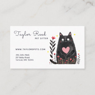 Mid Century Modern Atomic Cat Pet Sitter Business Card