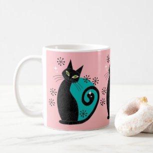 Mid Century Modern Atomic Cat Retro Address Coffee Mug
