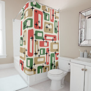 Mid Century Modern Atomic Christmas Shower Curtain