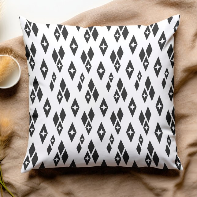 Mid Century Modern Atomic Diamonds Black and White Cushion (Creator Uploaded)