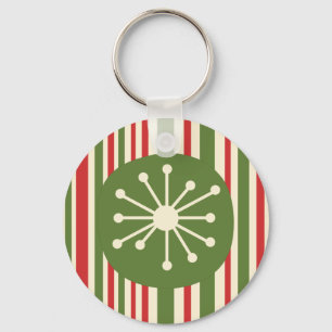 Mid Century Modern Atomic Dot Retro Christmas Key Ring