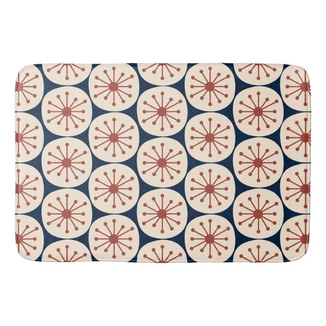 Mid Century Modern Atomic Dots Retro Pattern Bath Mat (Front)