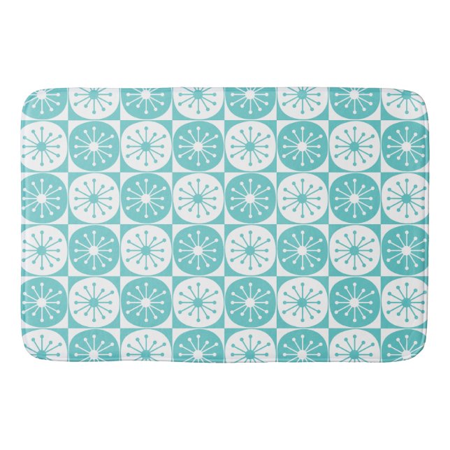 Mid Century Modern Atomic Dots Retro Pattern  Bath Mat (Front)